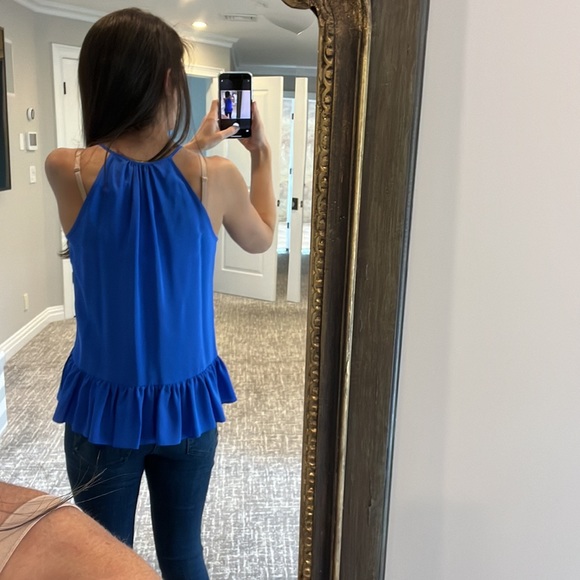 Amanda Uprichard Royal Blue Silk Ruffle Tank - Picture 3 of 7